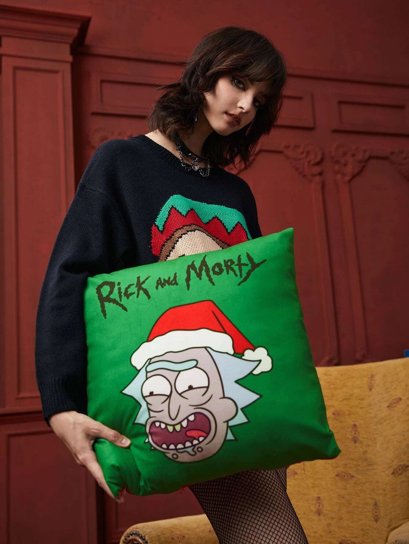 Rick and Morty Christmas Scatter Cushion (2 sided)