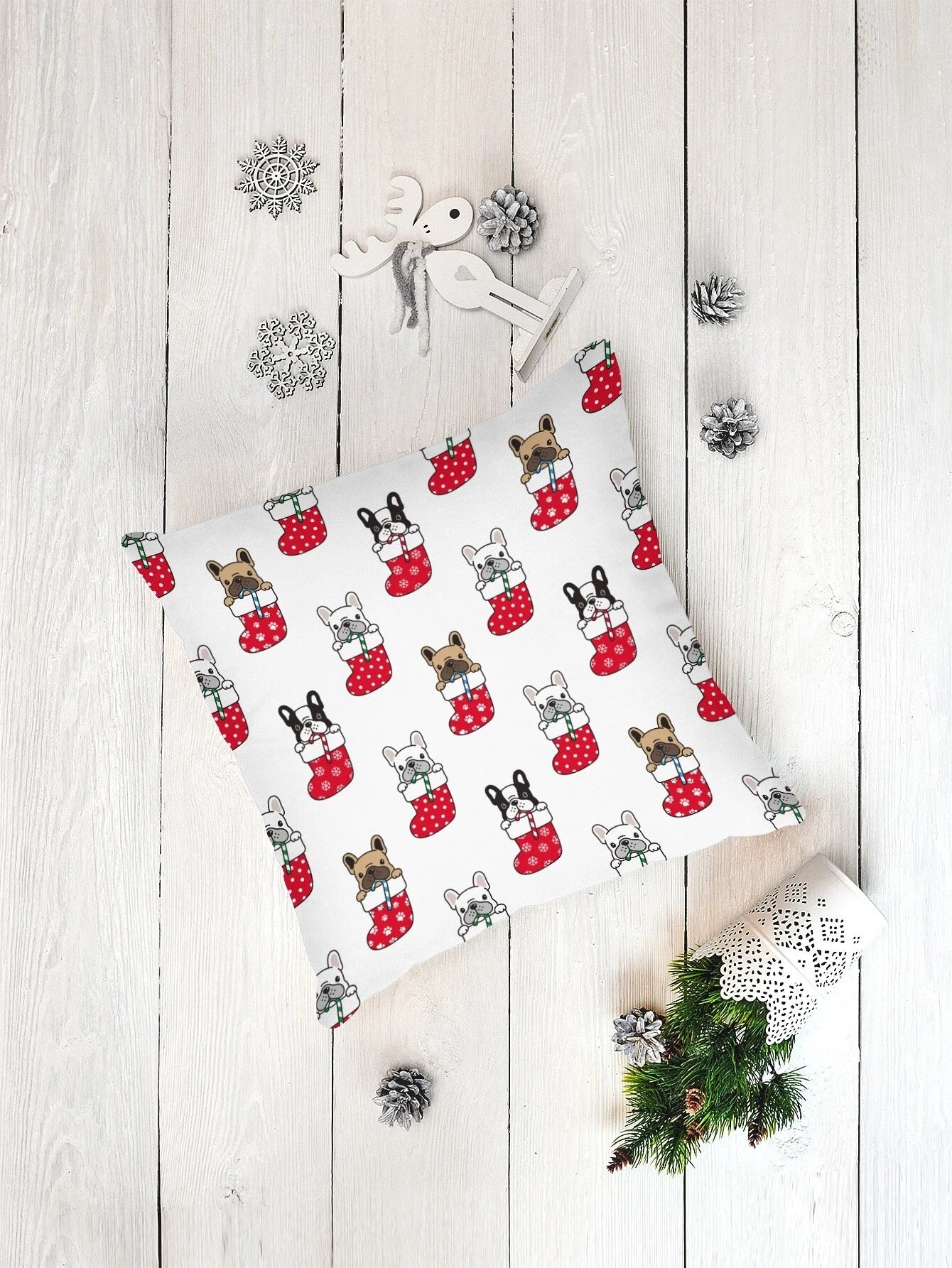 French Bulldog Christmas Scatter Cushion