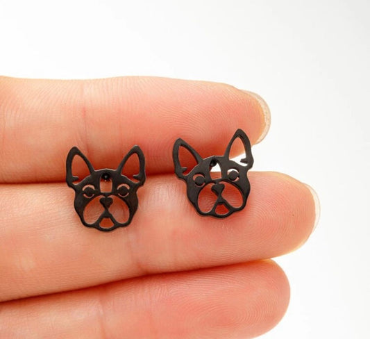 Boston Terrier Stud Earrings