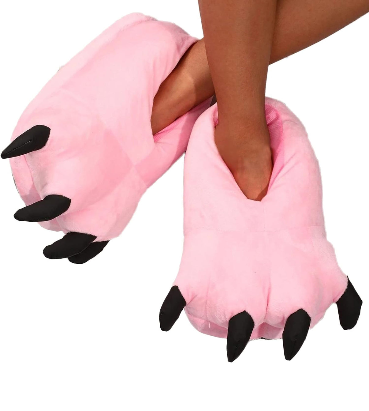 Pink Plush Monster Claw Slippers