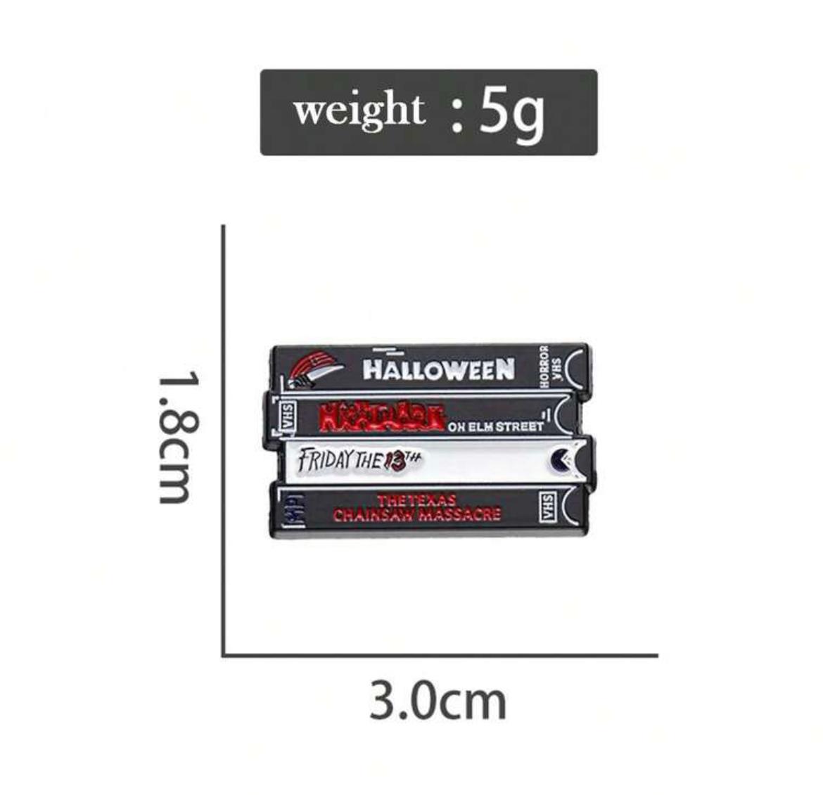 VHS Stack Horror Movies Brooch