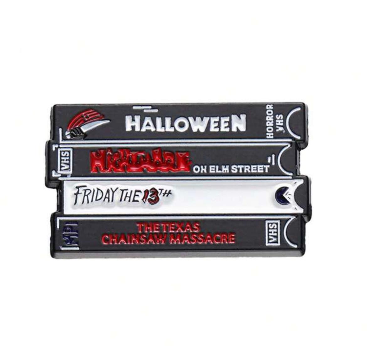 VHS Stack Horror Movies Brooch