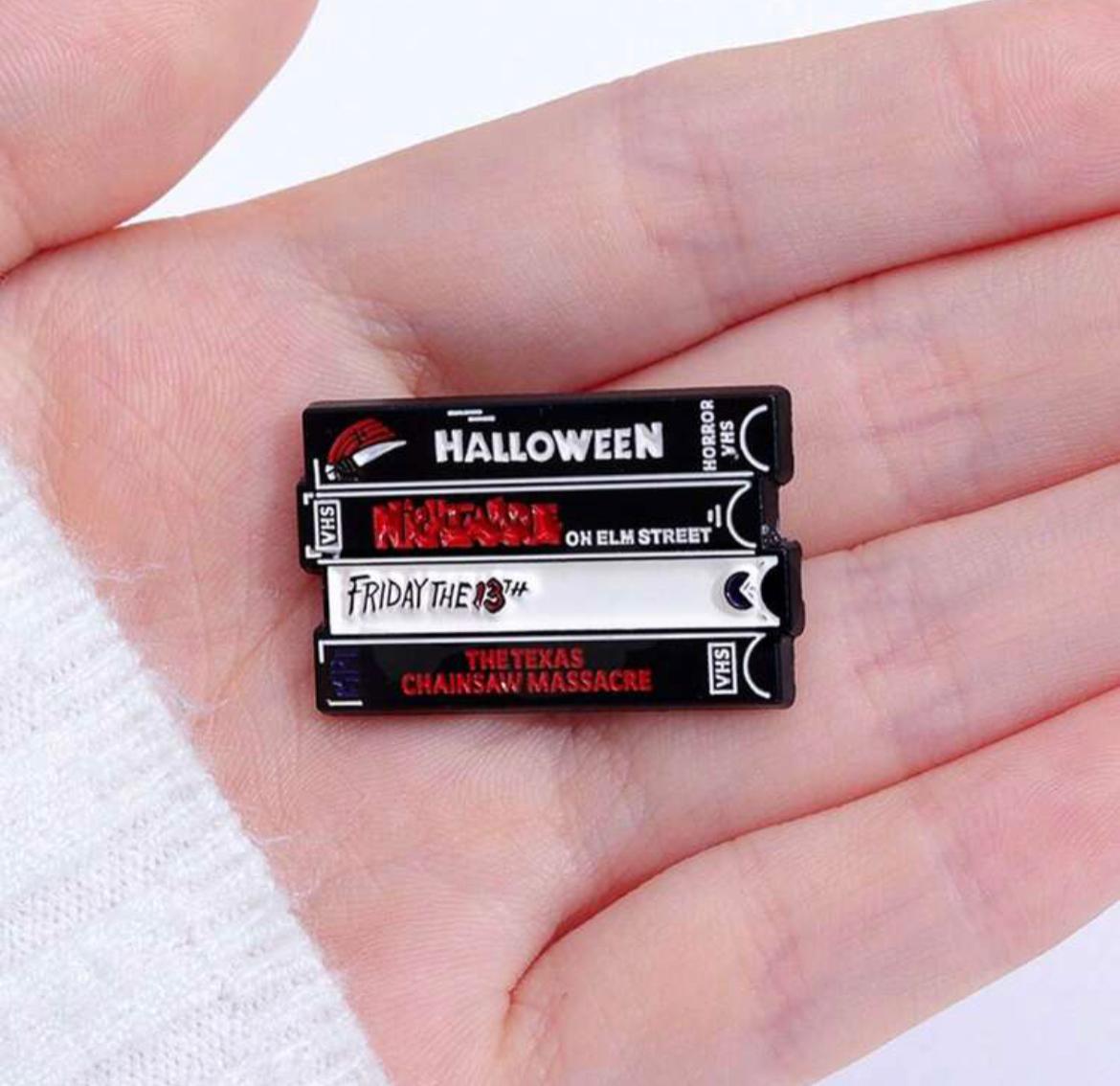 VHS Stack Horror Movies Brooch