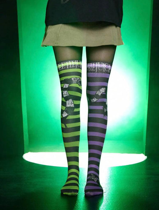 Beetlejuice Sandworm Over The Knee Socks