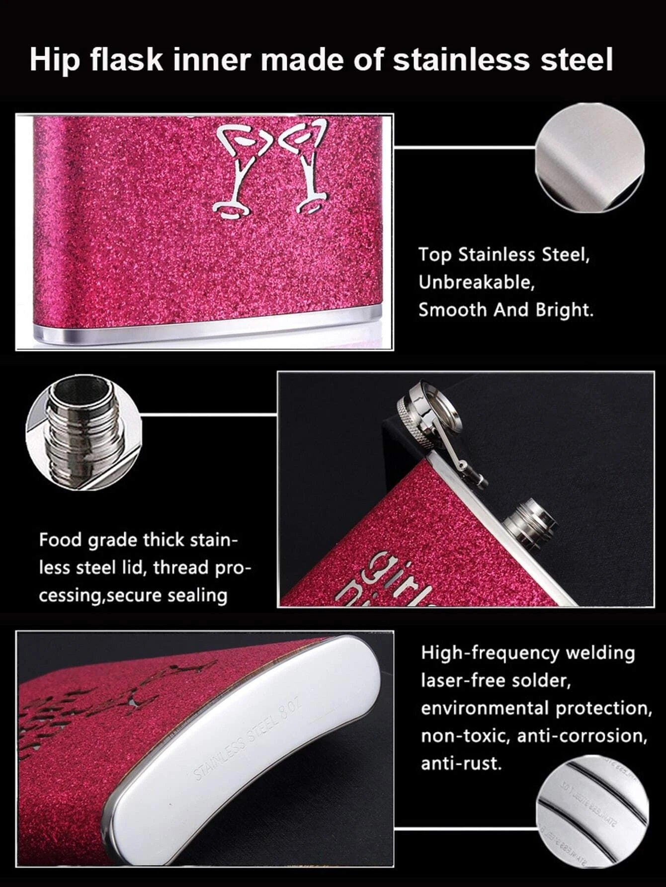 Girls Night Out Glitter Hip Flask