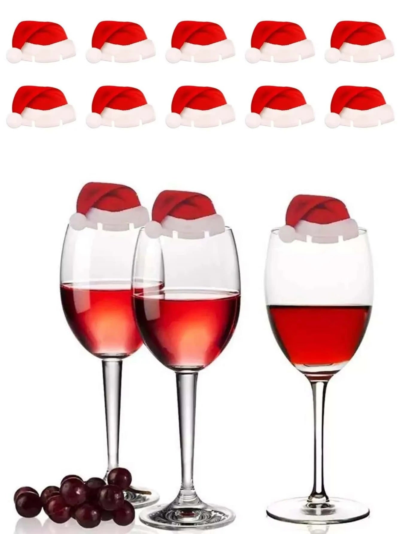 Santa Hat Glass Markers