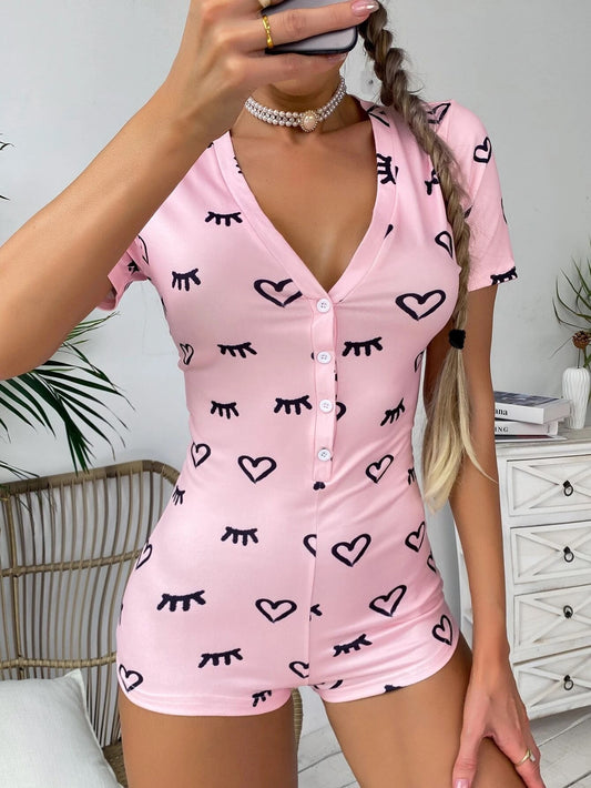 Eyelash Hearts Romper Pyjamas