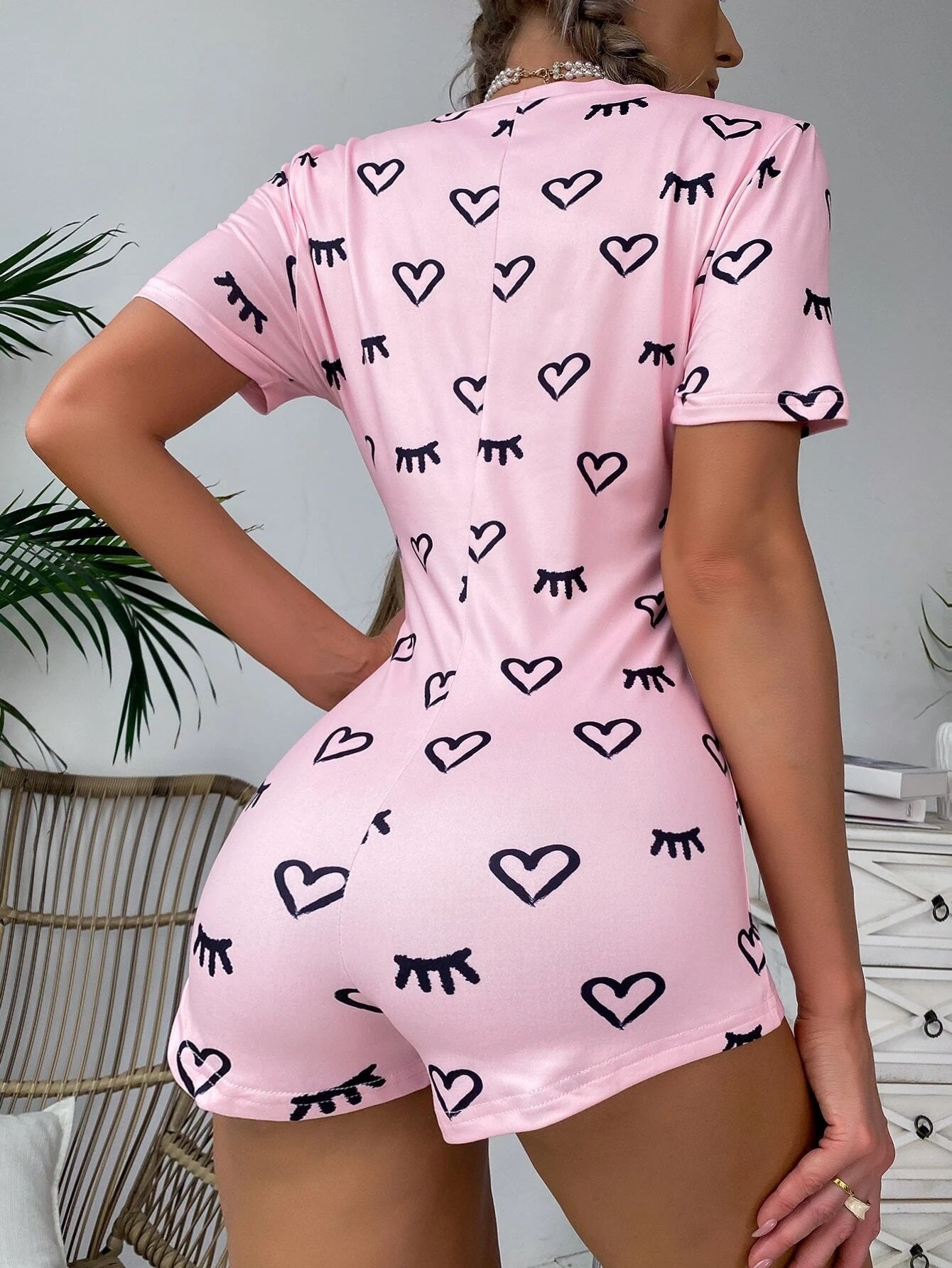Eyelash Hearts Romper Pyjamas