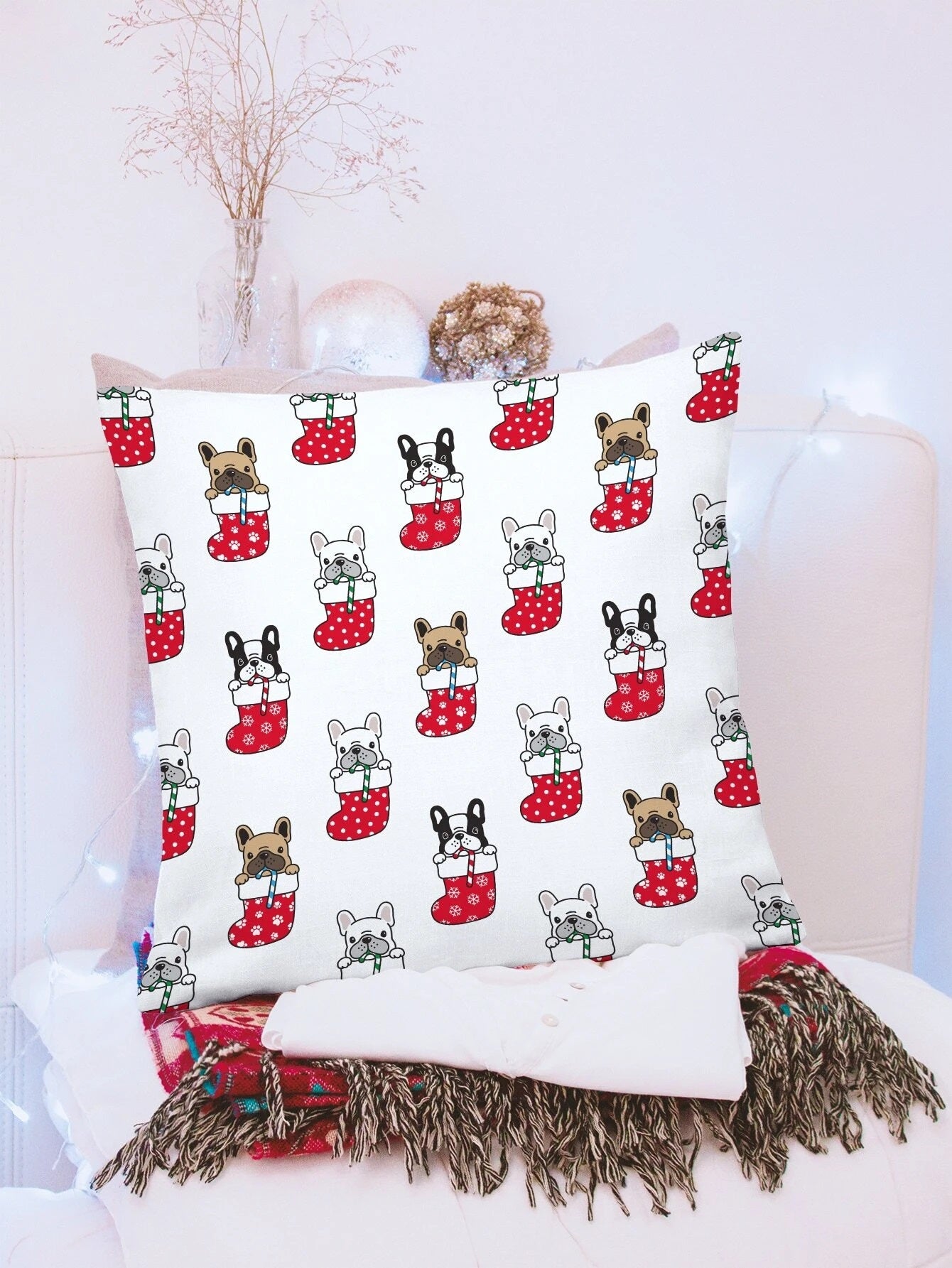 French Bulldog Christmas Scatter Cushion