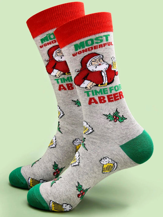 Santa Claus Beer Socks